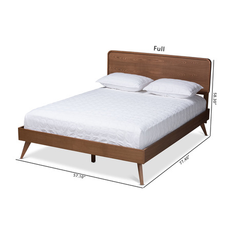 Baxton Studio Demeter Mid-Century Walnut Brown Finished Wood King Size Platform Bed 156-9409-9430